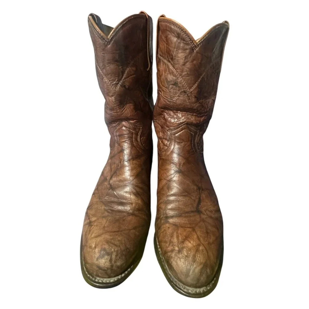 Justin Men's Jackson 10” Roper Boots Chestnut Marbled Style 3163 Sz 8.5 D Brown